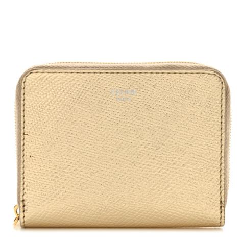 celine zipped compact wallet|Compact zipped wallet in laminated grained calfskin .